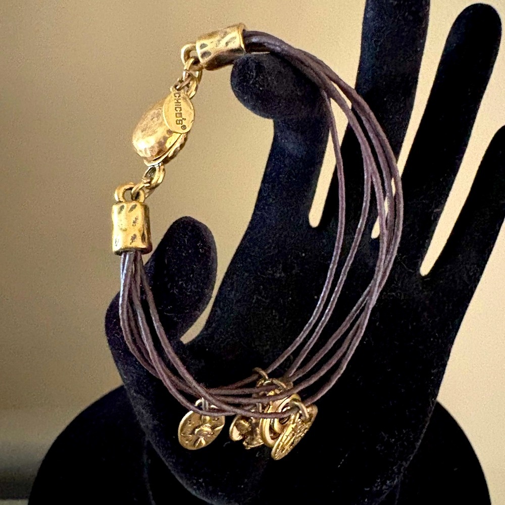 Chico’s brown leather magnetic close charm bracelet. ❣️